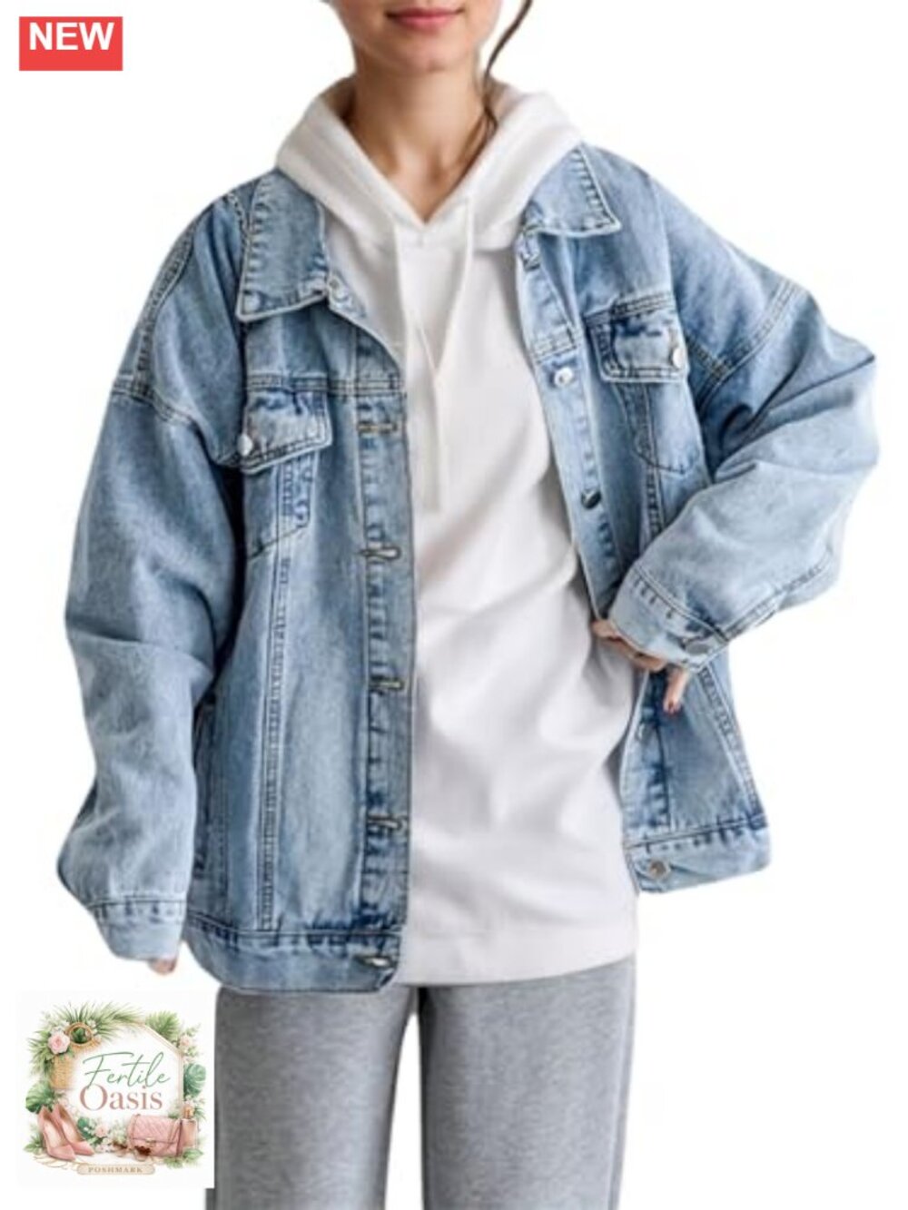 Oversized Denim Jacket Women Boyfriend Jean Jacket Trendy Loose Shacket Trucker